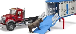 Bruder 02830 Mack Granite Cattle Transportation Truck with 1 Cattle