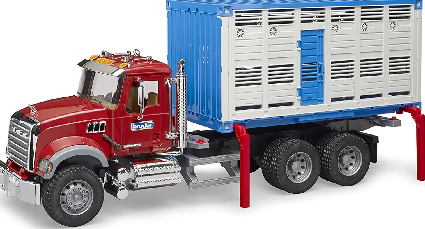 Bruder 02830 Mack Granite Cattle Transportation Truck with 1 Cattle