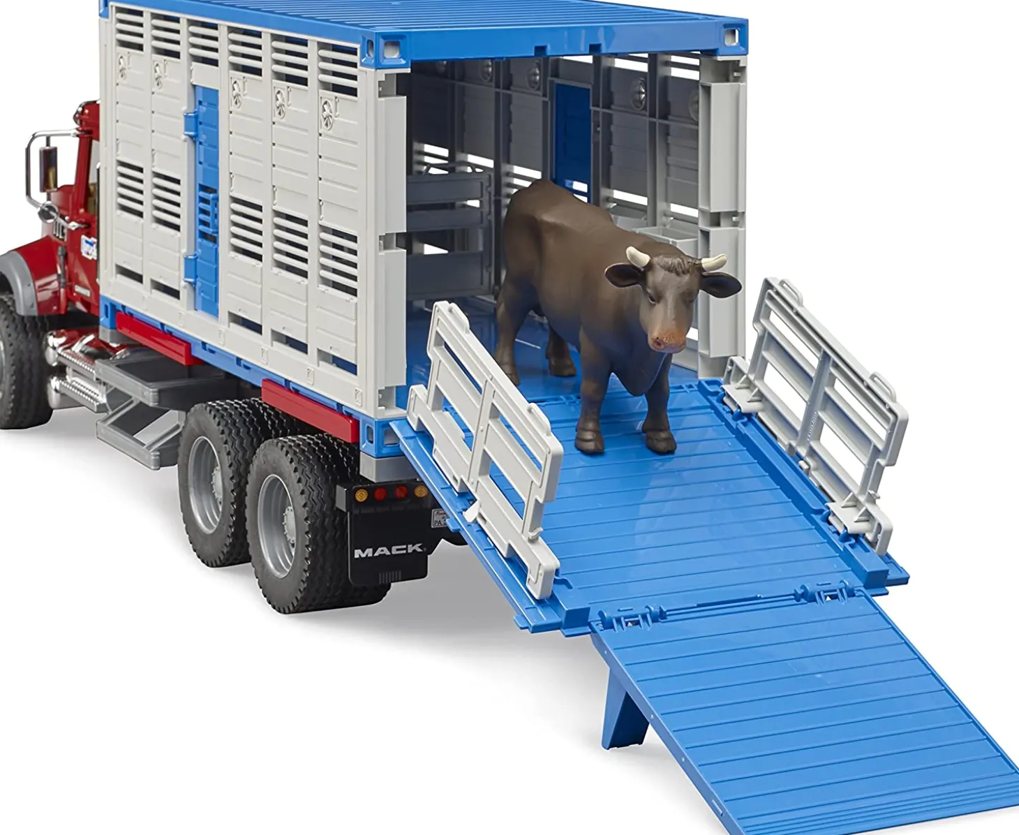 Bruder 02830 Mack Granite Cattle Transportation Truck with 1 Cattle