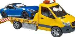 Bruder 02675 MB Sprinter Transporter Flatbed Tow Truck and Roadster, Light & Sound Module