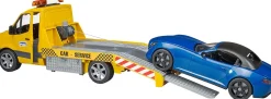 Bruder 02675 MB Sprinter Transporter Flatbed Tow Truck and Roadster, Light & Sound Module