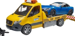 Bruder 02675 MB Sprinter Transporter Flatbed Tow Truck and Roadster, Light & Sound Module