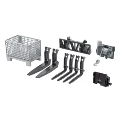Bruder Accessories for Frontloader: Box Type Pallet, Winch, & Forks