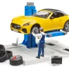 Bruder bworld Car Service Center with Bruder Roadster