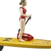 Bruder bworld Life Guard Action Figure with Stand Up Paddle Board, 62785