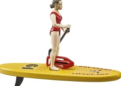 Bruder bworld Life Guard Action Figure with Stand Up Paddle Board, 62785