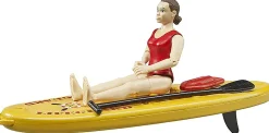 Bruder bworld Life Guard Action Figure with Stand Up Paddle Board, 62785