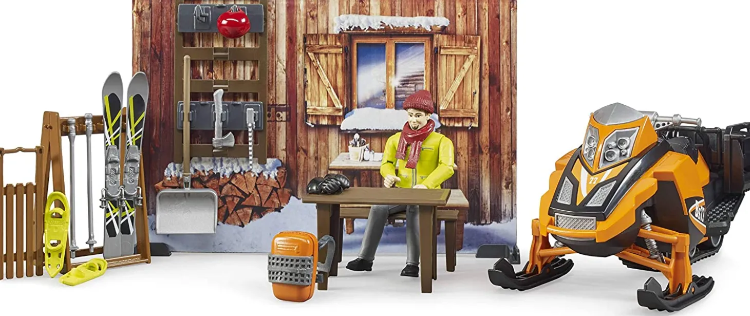 Bruder bworld Mountain Hut with Snowmobil and Figure