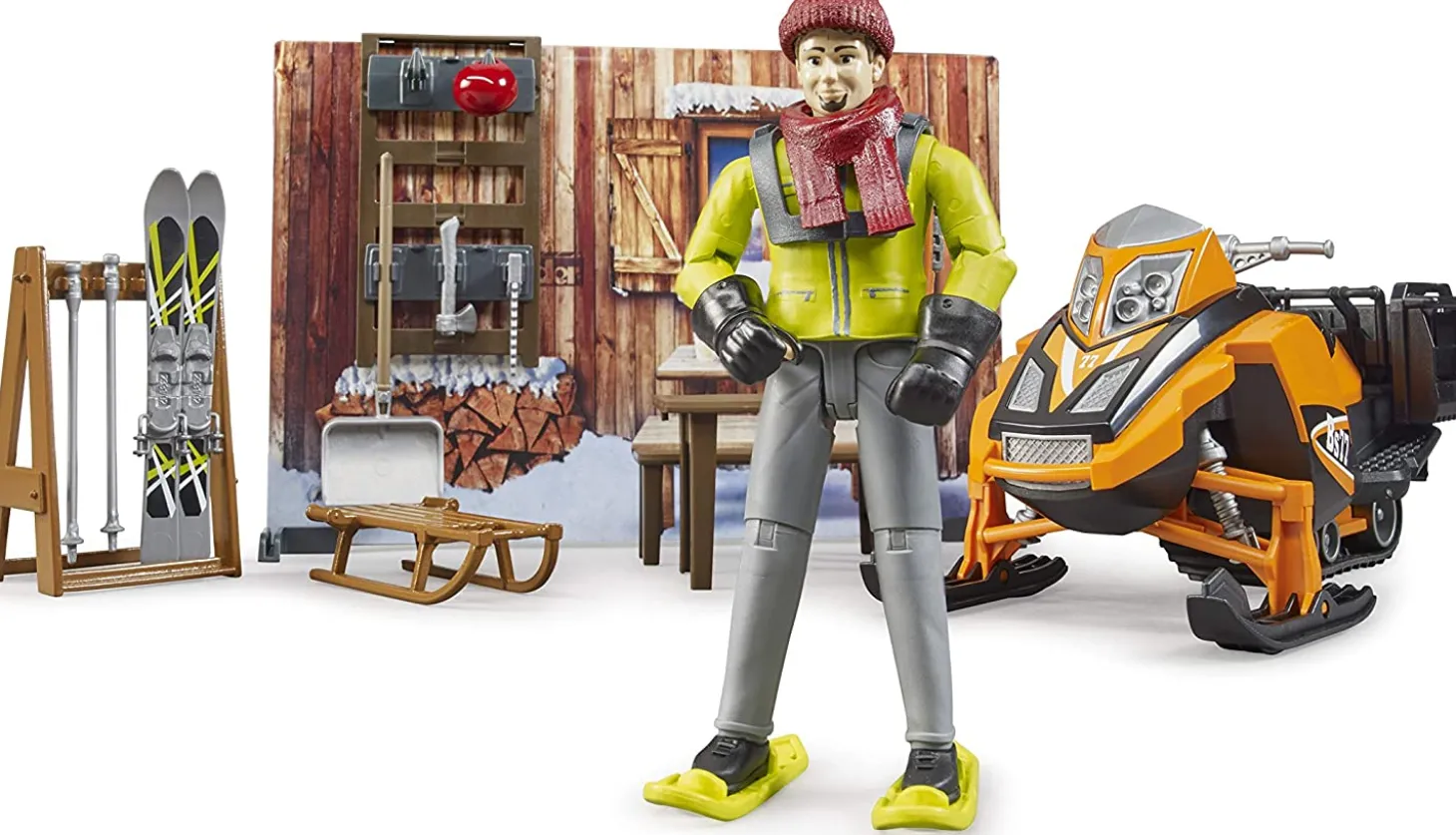Bruder bworld Mountain Hut with Snowmobil and Figure