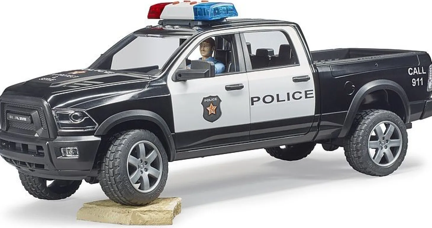 Bruder Dodge RAM 2500 Police Pickup Truck with Policeman Action Figure, Light & Sound Module