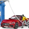 Bruder Gas Service Station with Shop, Car Wash, Roadster and Two Action Figures