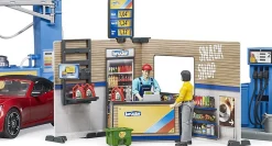 Bruder Gas Service Station with Shop, Car Wash, Roadster and Two Action Figures