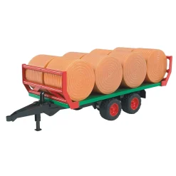 Bruder Hay Bale Transport Trailer with 8 Round Hay Bales