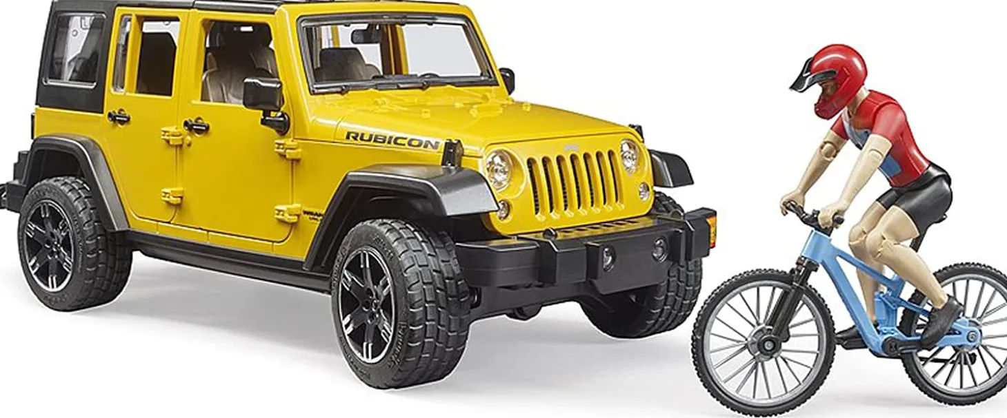 Bruder Jeep Wrangler Rubicon W Mountain bike and figure