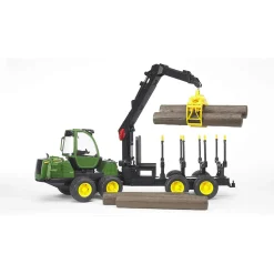 Bruder John Deere 1210e Log Hauler, Trailer, 4 Trunks and Grabber
