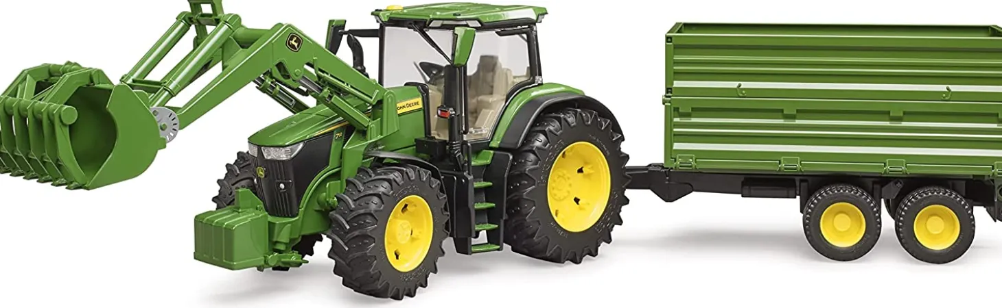 Bruder John Deere 7R 350 with Frontloader and Trailer