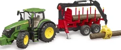 Bruder John Deere 7R 350 with Forestry Trailer and 4 Trunks