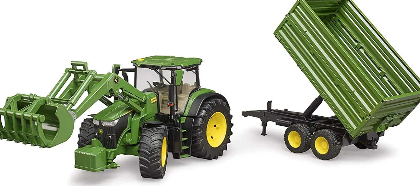 Bruder John Deere 7R 350 with Frontloader and Trailer