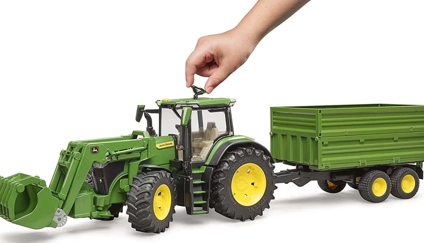 Bruder John Deere 7R 350 with Frontloader and Trailer