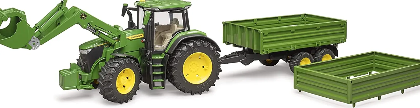 Bruder John Deere 7R 350 with Frontloader and Trailer