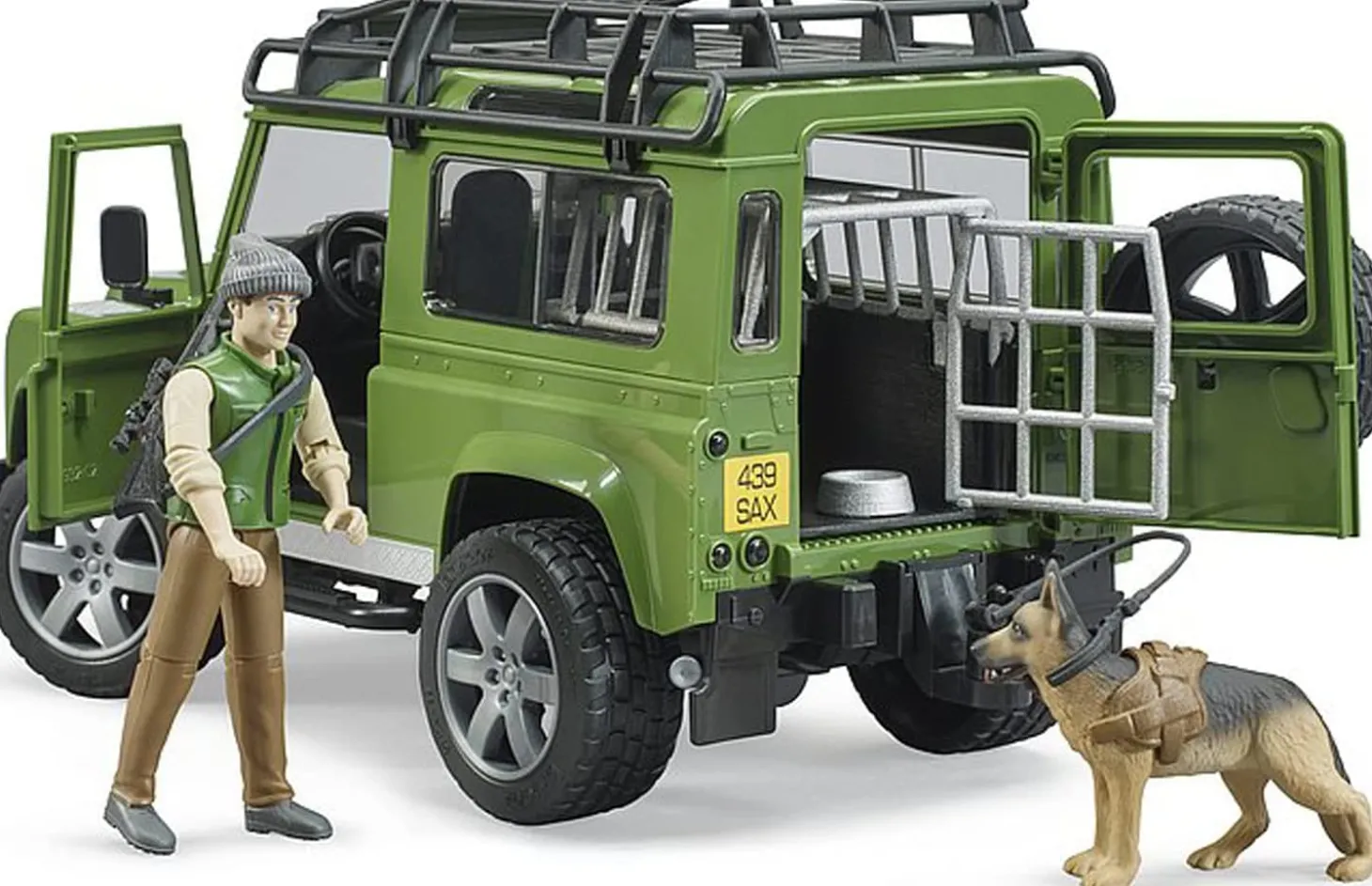 Bruder Land Rover Defender with Forester and Dog