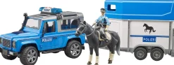 Bruder Land Rover Police Truck with Horse Trailer, Horse and Policeman, Light and Sound Module