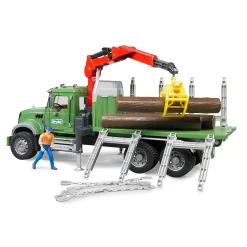 Bruder MACK Granite Timber Truck with Loading Crane and 3 Tree Trunk Logs, 02824