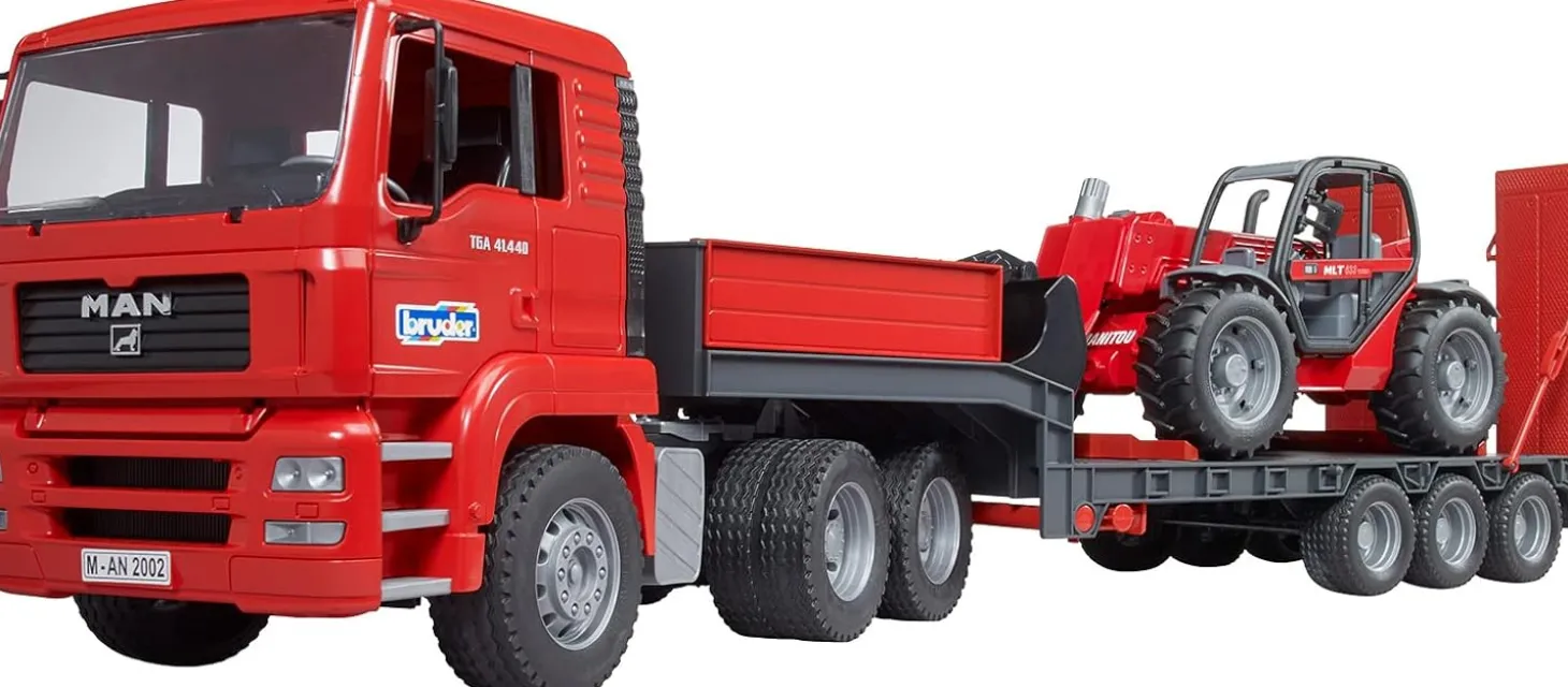 Bruder Man TGA Low Loader Truck with Manitou Loader