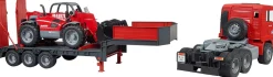 Bruder Man TGA Low Loader Truck with Manitou Loader