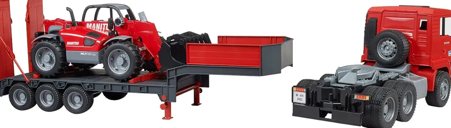 Bruder Man TGA Low Loader Truck with Manitou Loader