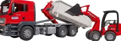 Bruder MAN TGS Truck with Roll-off Container and Schaeffer Loader