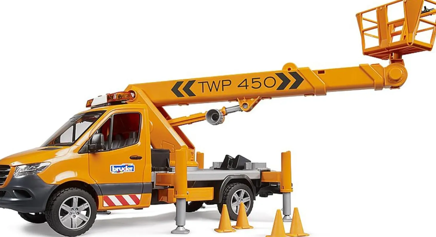 Bruder MB Sprinter Service Truck/Crane - Man Basket with Lights & Sounds Module