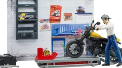 Bruder Motorcycle Service Shop with Scrambler Ducati Full Throttle and Action Figure