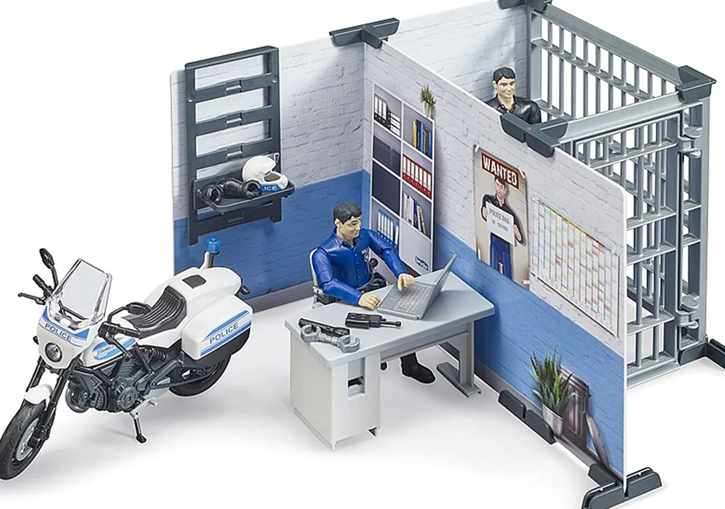 Bruder Police Station Set with Police Motorcycle and Figure