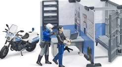 Bruder Police Station Set with Police Motorcycle and Figure