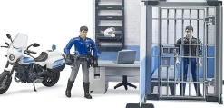 Bruder Police Station Set with Police Motorcycle and Figure