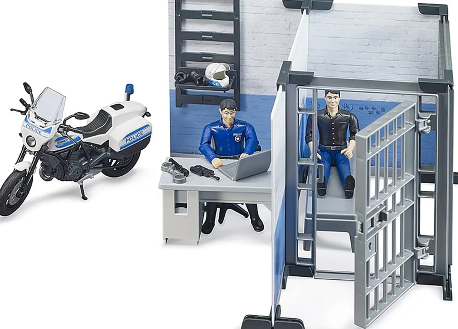Bruder Police Station Set with Police Motorcycle and Figure