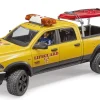 Bruder RAM 2500 Power Wagon Life Guard, Stand up Paddleboard, Light & Sound Module, 02506