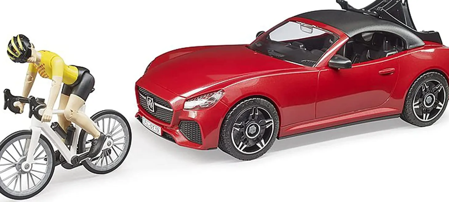 Bruder Roadster with Road Bike and Figure