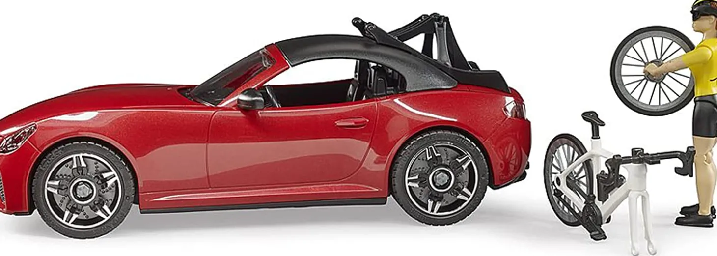 Bruder Roadster with Road Bike and Figure