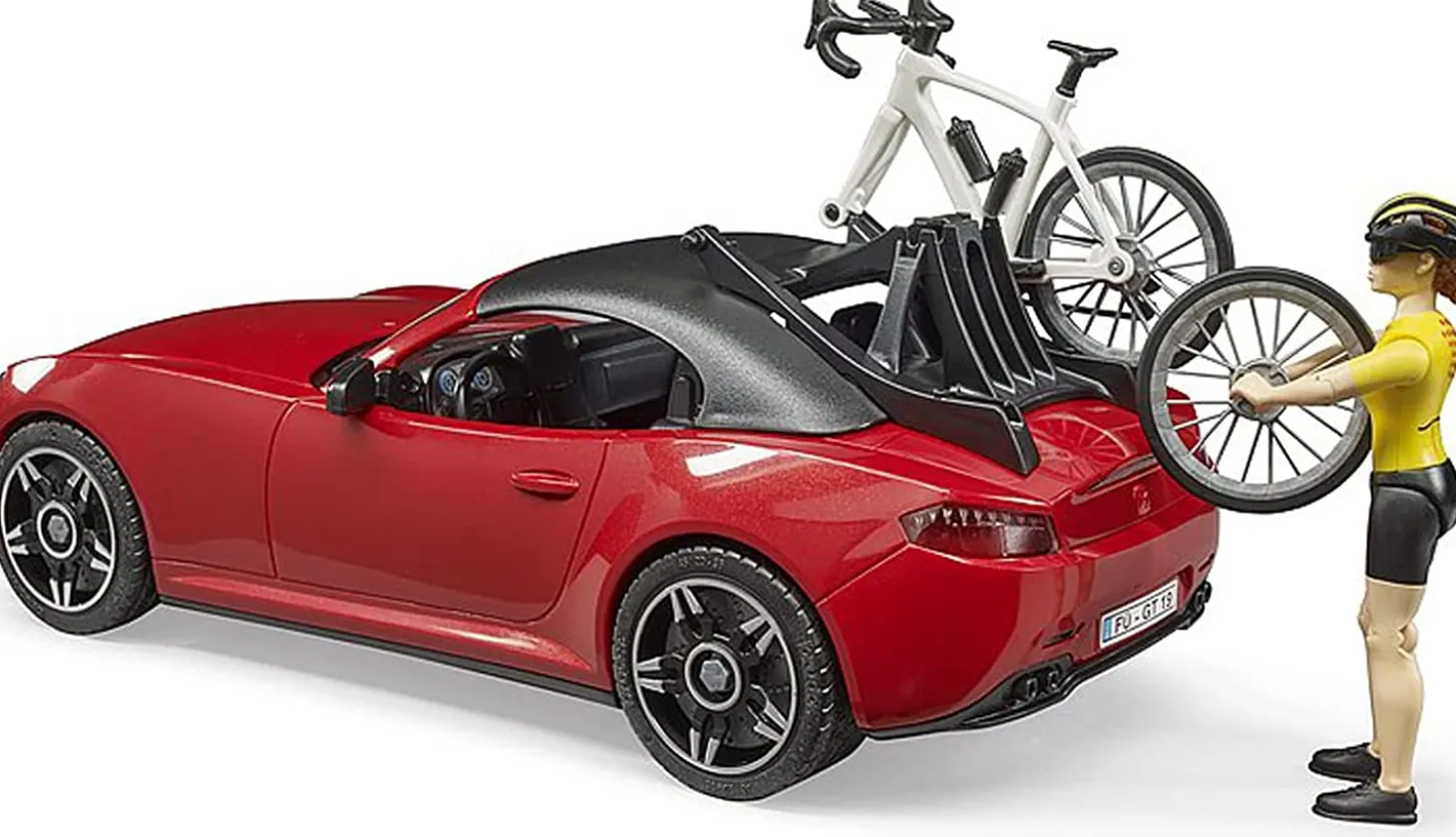 Bruder Roadster with Road Bike and Figure