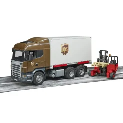 Bruder SCANIA R-Series UPS Logistics Box Truck with Forklift