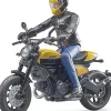 Bruder Scrambler Ducati Full Throttle Motorcycle with bworld Driver Figure