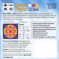 24 Game Double Digits Math Card Game, 96 Card Pack