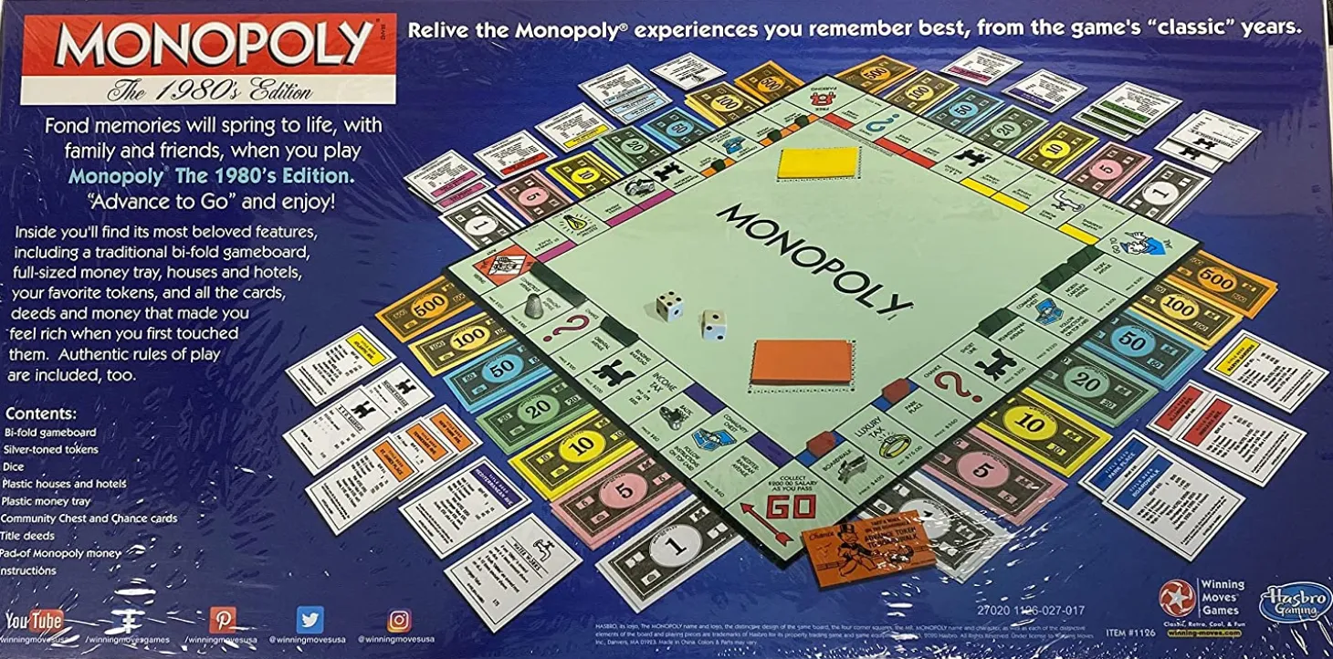 Monopoly 1980s Classic Edition Family Board Game