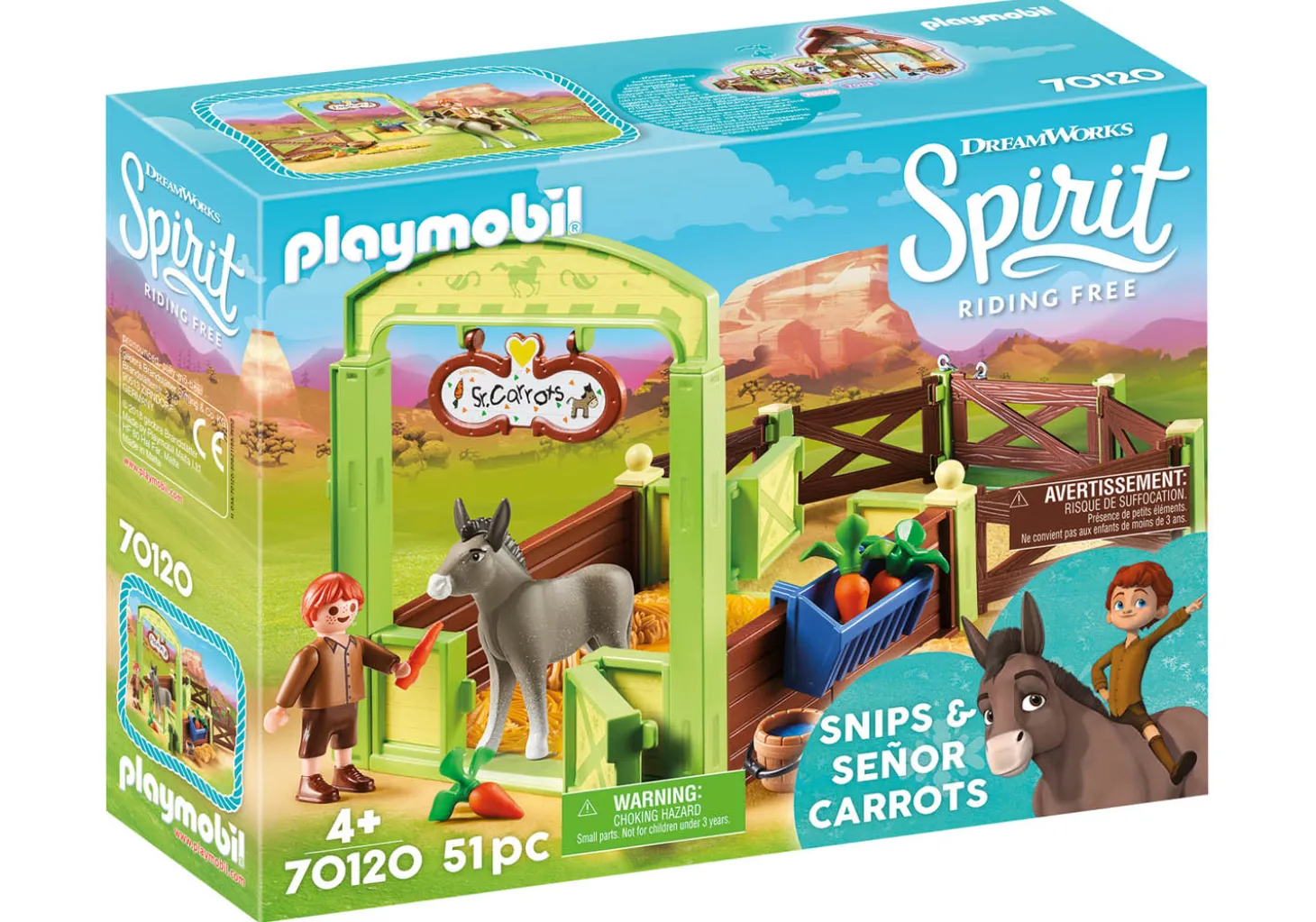 Playmobil Spirit Riding Free Snips and Señor Carrots with Horse Stall