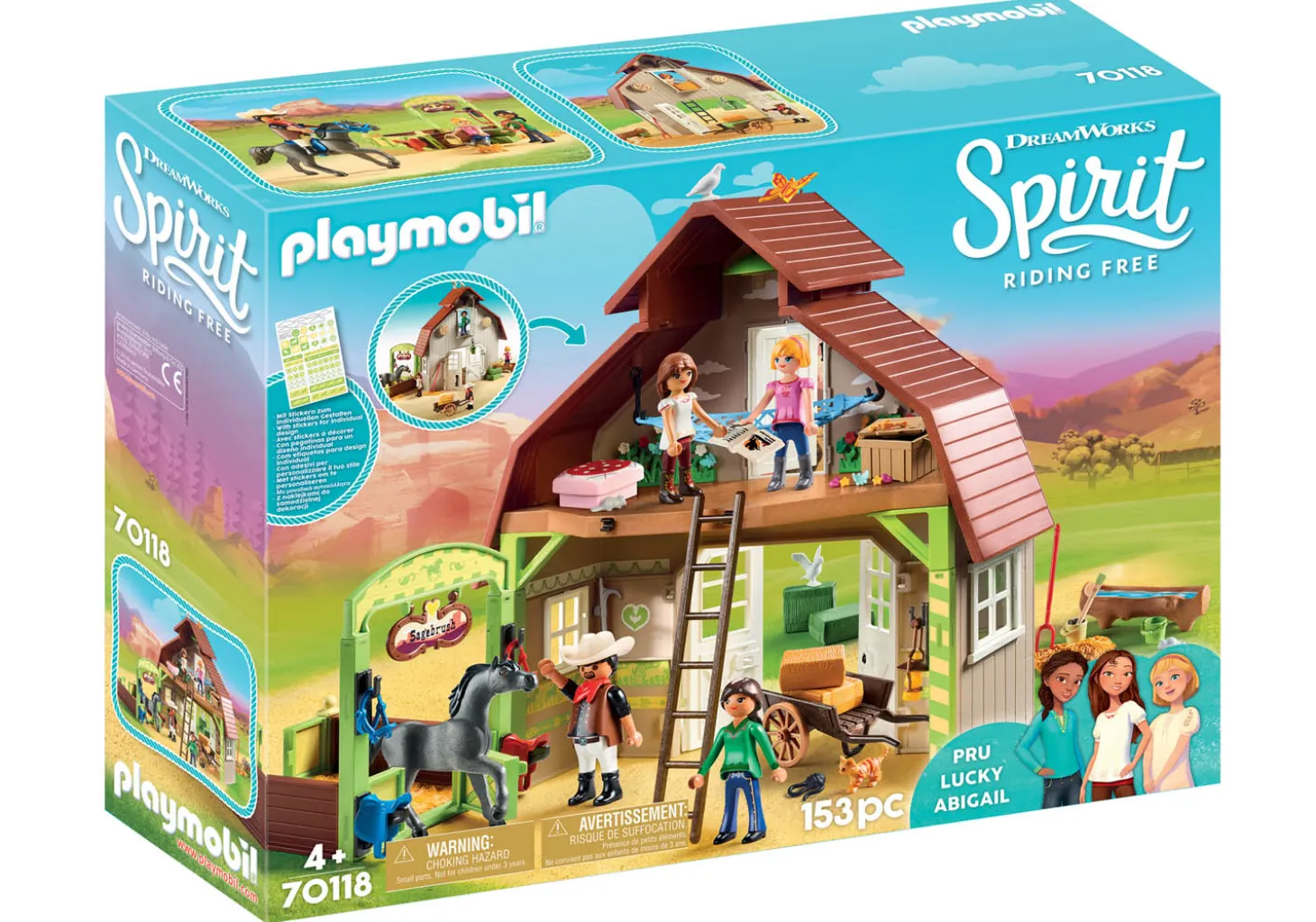 Playmobil Spirit Riding Free Barn with Lucky, Pru and Abigail