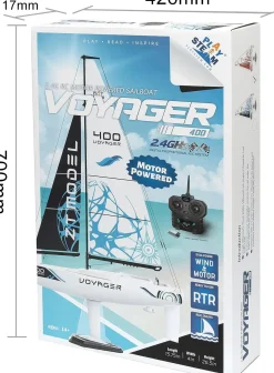 Playsteam Voyager 400 Motor-Power RC Sailboat - 26 in, Blue