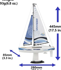 Playsteam Voyager 280 Motor-Power RC Sailboat - 17.5 in, Blue