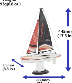 Playsteam Voyager 280 Motor-Power RC Sailboat - 17.5 in, Red